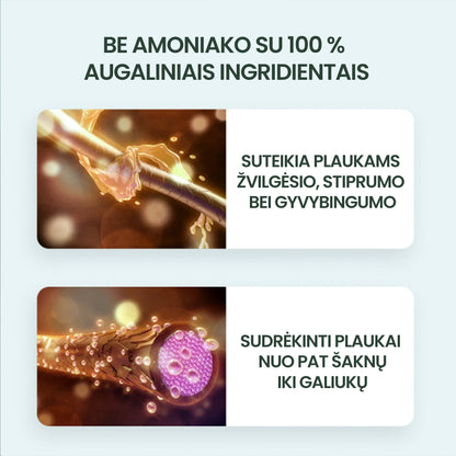 Ilgalaikiai plaukų dažai su natūraliais ekstraktais – priekinė pusė