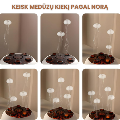 Šeši skirtingi difuzoriaus „Medūza“ garų kiekio režimai