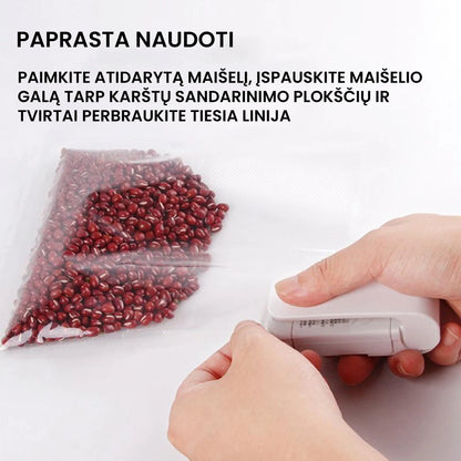 Maišelių užspaustuvas – sandariklis – priekinė pusė