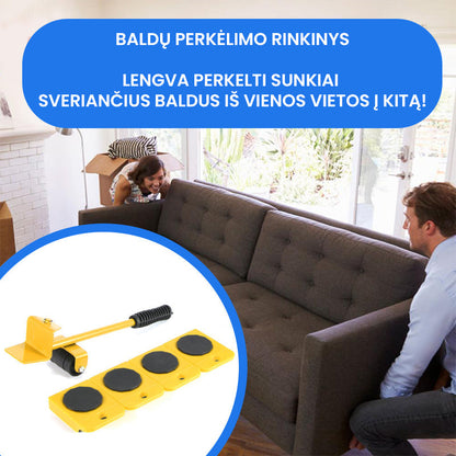 Baldų perkėlimo rinkinys (4 ratukai) – iš viršaus, geltona variantas