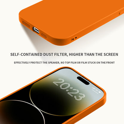 Silikoninis iPhone dėklas su objektyvo apsauga – vaizdas iš priekio