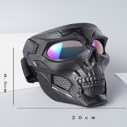 Juodos kaukolės kaukės 20 ir 18,5 cm matmenų schema