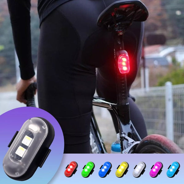 Belaidės RGB LED blykstės – blykstė ant dviračio balnelio