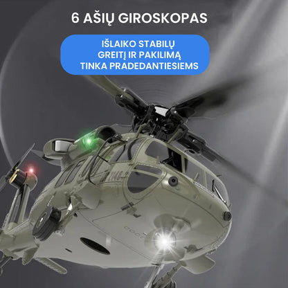 Nuotoliniu būdu valdomas sraigtasparnis – Tamsiai žalia su parodytais matmenimis