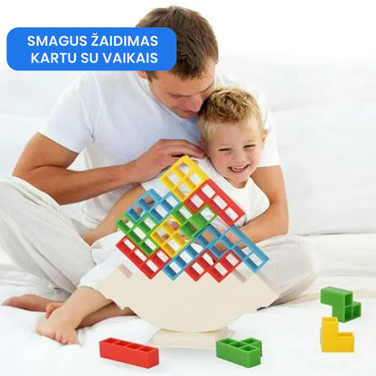 Žaidimas - "Pastatyk aukščiausią bokštą" – šoninis vaizdas, 48 kaladėlės