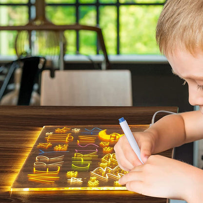 LED rašomoji švieslentė – konstrukcijos detalė, 20 cm x 20cm + 7 spalvoti rašikliai