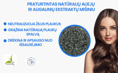 Muilas neutralizuojantis žilus plaukus – šoninis vaizdas