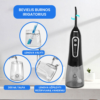 Bevielis burnos irigatorius – detalė stambiu planu, Juoda