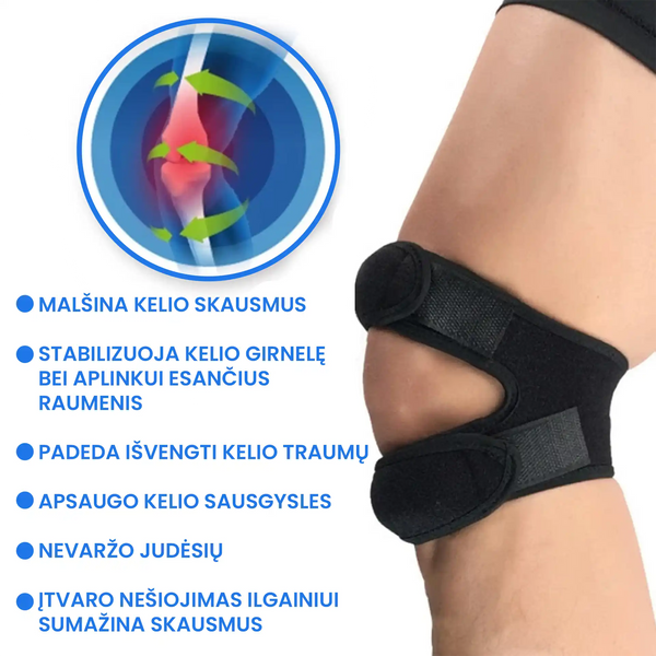 Įtvaras kelio skausmo malšinimui ir kelio girnelės stabilizavimui – bendras vaizdas