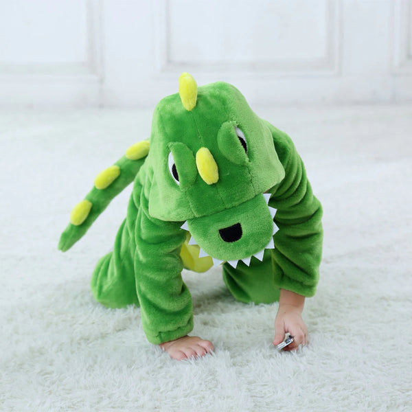 žalias dinozauro kostiumas vaikui