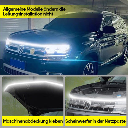 Mėlyna LED juosta ant kelių skirtingų automobilių