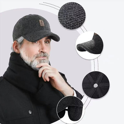Žieminė kepurė vyrams – detalė stambiu planu, Pilka