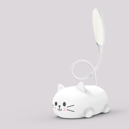 Baltas katės formos šviestuvas su USB kabeliu