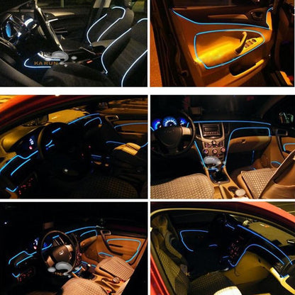 EL apšvietimo pavyzdžiai automobilio salone