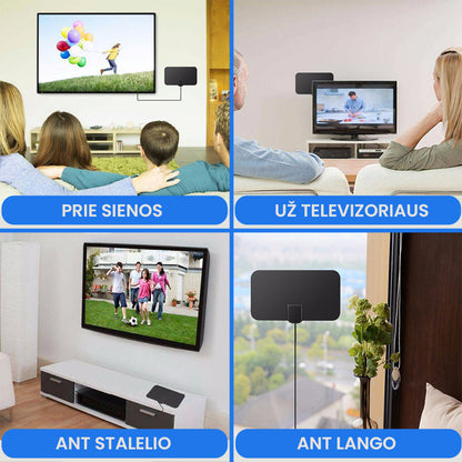 HDTV antena nemokamų kanalų žiūrėjimui – šoninis vaizdas