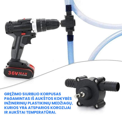 Nešiojamas elektrinis gręžimo siurblys – šoninis vaizdas