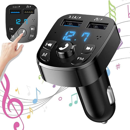 Juodas Bluetooth FM moduliatorius su dviem USB jungtimis