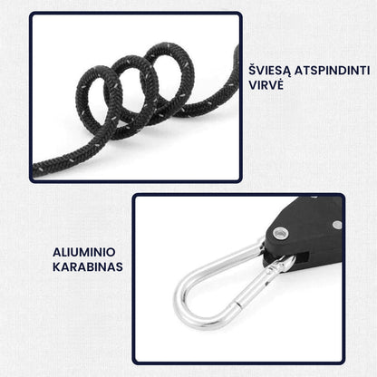 StrongLine™ vėjui atsparus lynas su skriemulio reguliavimu – detalė stambiu planu
