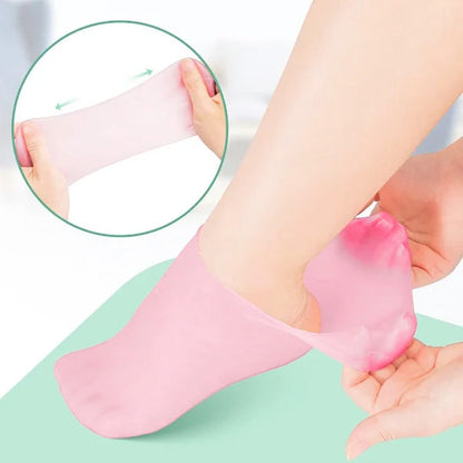 Elastinga rožinė silikoninė pėdų kojinė užmaunama ant kulno
