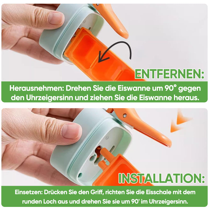 Uždaras ledo kubelių šaldymo dėklas