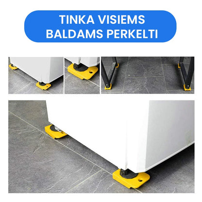 Baldų perkėlimo rinkinys (4 ratukai) – apatinės dalies detalė, geltona variantas