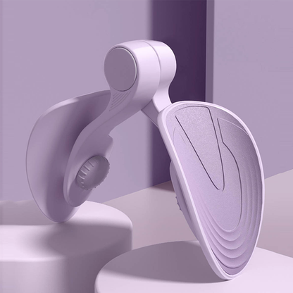 Violetinis kojų treniruoklis ant alyvinio geometrinio pjedestalo