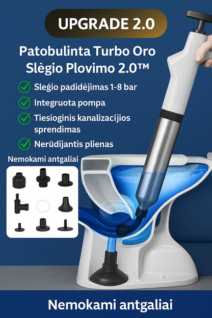 Patobulintas Turbo oro slėgio stūmoklis 2,0™ | Išvalo visus drenažo užsikimšimus!