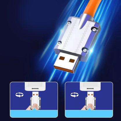 Besisukantis USB įkrovimo kabelis – paviršiaus tekstūra