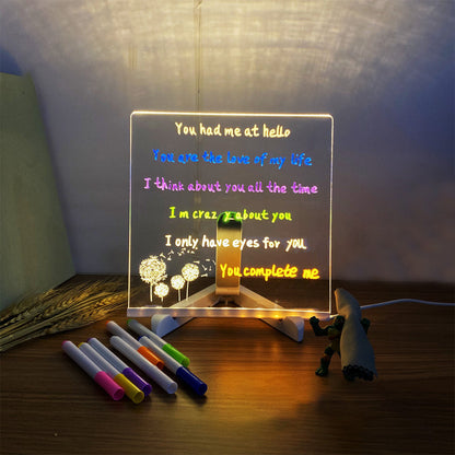 LED rašomoji švieslentė – tvirtinimo būdas, 20 cm x 20cm + 7 spalvoti rašikliai