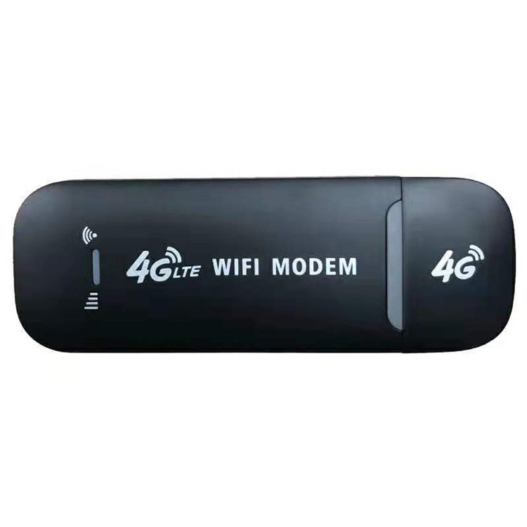 Juodas stačiakampis 4G LTE WiFi modemas su baltais užrašais.