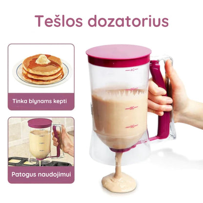 Tešlos dozatorius su blynų ir naudojimo pavyzdžiais