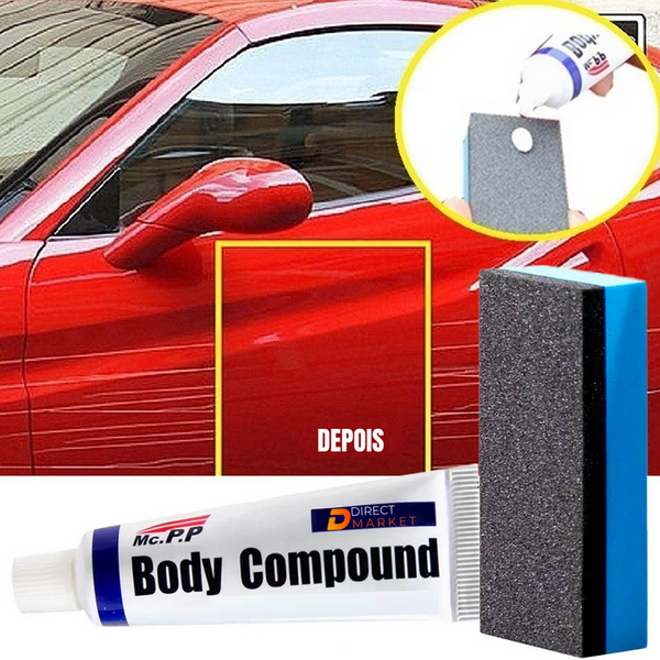 Automobilio poliravimo pastos tūbelė, kempinėlė ir raudono kėbulo rezultatas