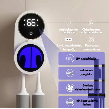 Dantų šepetėlių sterilizatorius – šoninis vaizdas