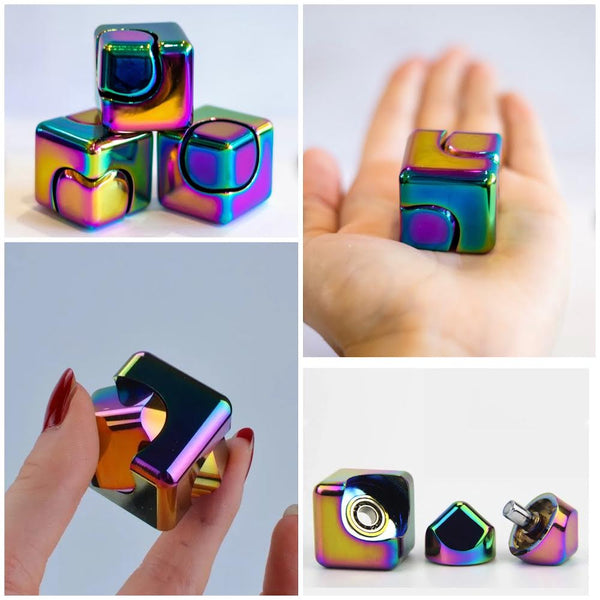 Vaivorykštės spalvų Fidget Cube suktuko naudojimas