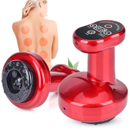 Raudonas CUPPY vakuuminio masažo prietaisas ir naudojimo zonos