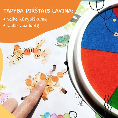 Spalvinimo pirštais rinkinys – detalė stambiu planu