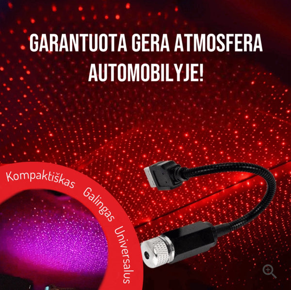 USB žvaigždžių projektorius ir raudonų taškų efektas automobilyje