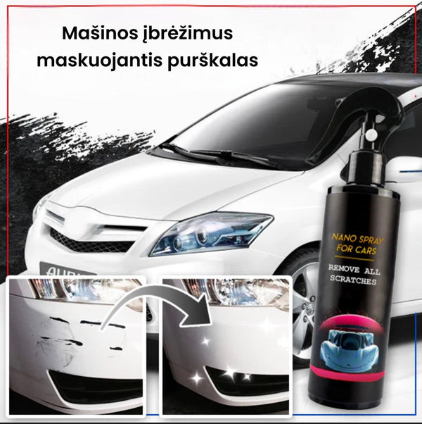Juodas automobilio paviršiaus priežiūros purškiklio buteliukas