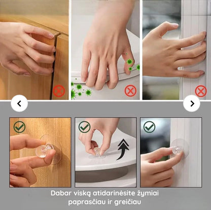 Skaidrios rankenėlės priklijavimo žingsniai