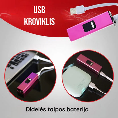 Galingas mini elektrošokas savigynai su žibintuvėlio funkcija – šoninis vaizdas