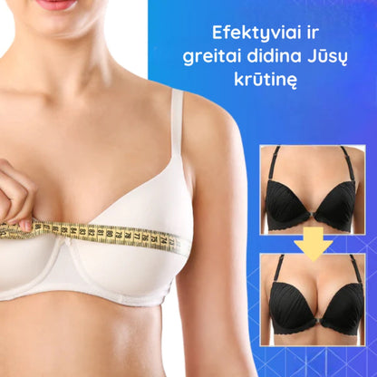 masažuoklis prie krūtinės ir matavimo juosta