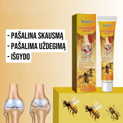 gelio pakuotė su naudojimo sričių piktogramomis