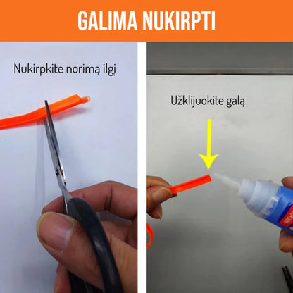 EL juostos trumpinimo ir galo užsandarinimo instrukcija