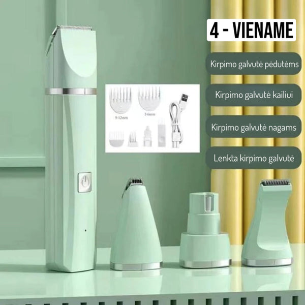 PetTrim trimerio komplektas su keturiomis galvutėmis