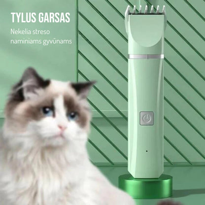 PetTrim tyliai veikiantis trimeris šalia katės