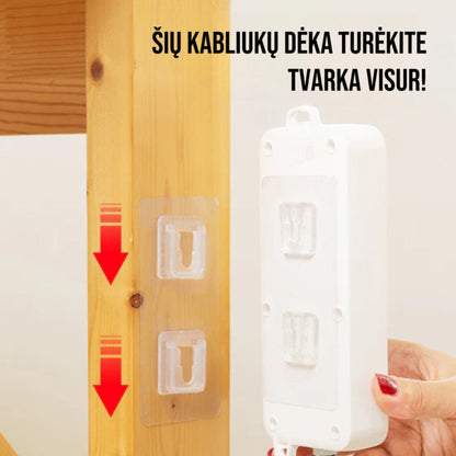 Dviejų lipnių kabliukų sujungimo principas