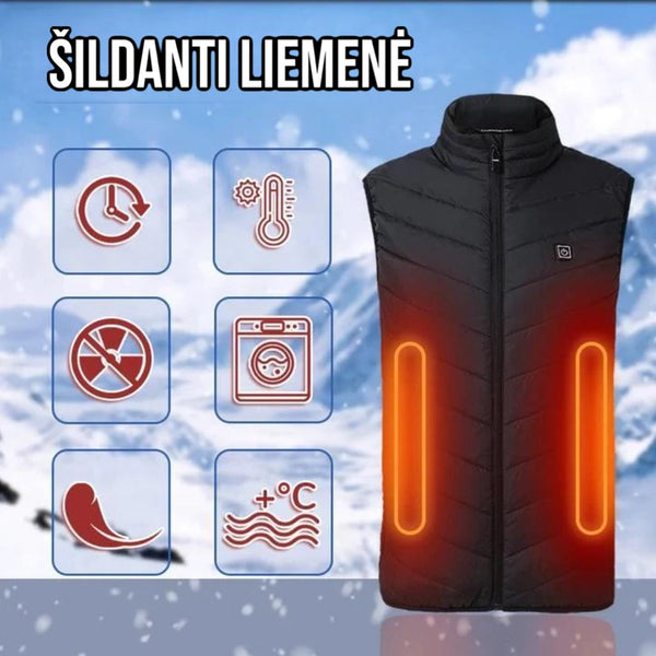 šildoma liemenė su funkcijų piktogramomis