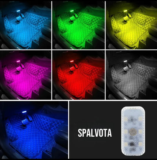 Automobilio kilimėliai su įvairiomis spalvotomis LED šviesomis, tekstūra – gumuota, kvadratinė.