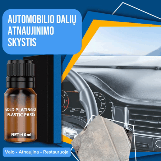 Automobilio plastikinių dalių priežiūros skystis ir kempinėlė