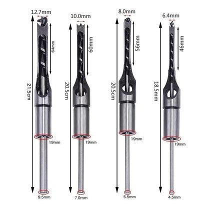 6, 6,4, 8 ir 10 mm gręžimo antgalių matmenys